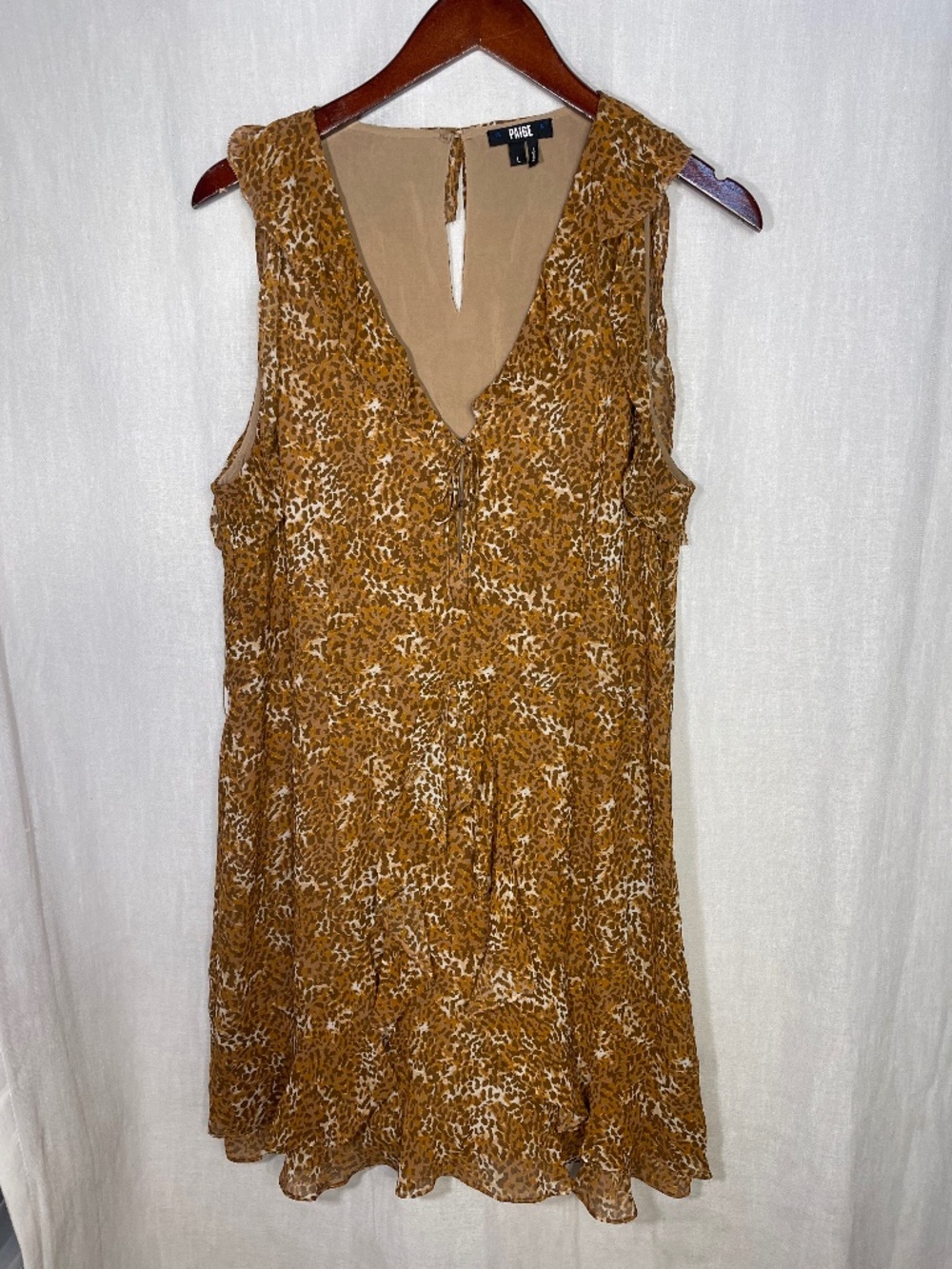 PAIGE Mustard Leopard Print Mini Dress Flowy